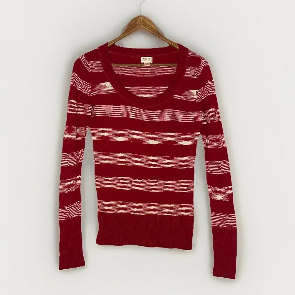 VTG Mossimo Supply Co Red White Striped Sweater M TVD Elena Bella Swan Y2K Indie
